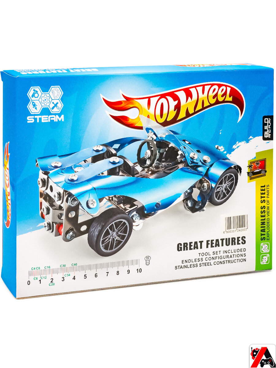 Конструктор металлический Hot Wheel Синяя гоночная машина