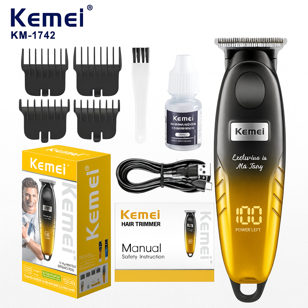 Машинка для стрижки Kemei Beauty Hair Lab KM 1742, с ЖК-экраном, для волос, бороды, усов