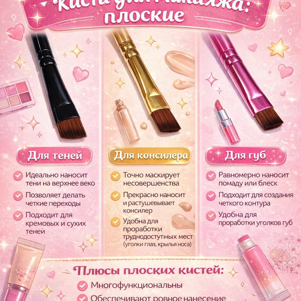Набор кистей для макияжа 3 шт