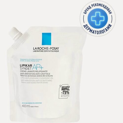 Изображение товара Очищающий крем-гель для душа LA Roche-posay Lipikar Syndet AP+, для детей и взрослых, 400 мл (сменный блок)