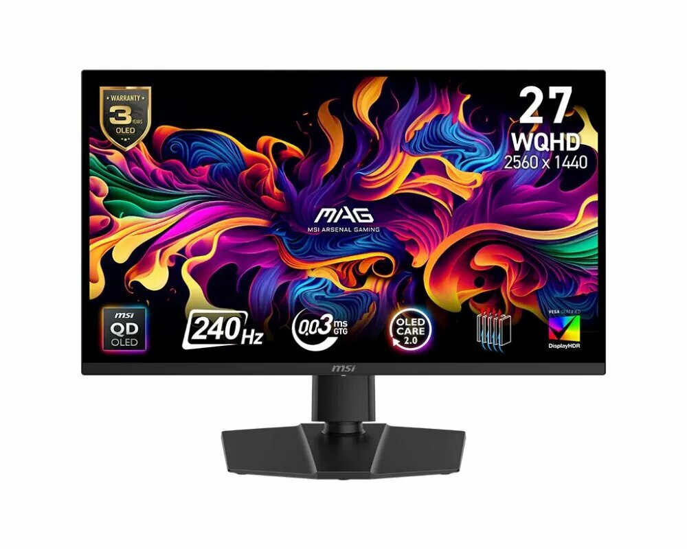 Игровой монитор MSI MAG 271QP QD-OLED X24 27", разрешение 2K, 240Гц, HDMI, чёрный