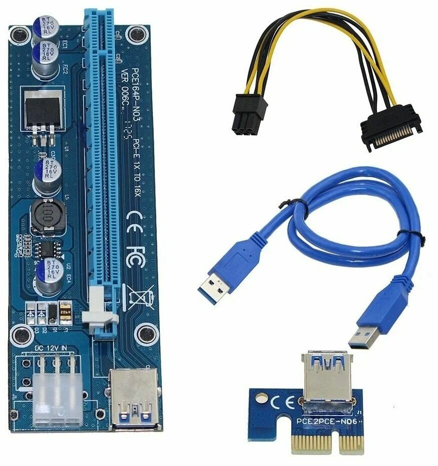 Райзер для видеокарты PALMEXX 12v 6pin ver 006C PCI-E PCI Express Riser USB 3.0