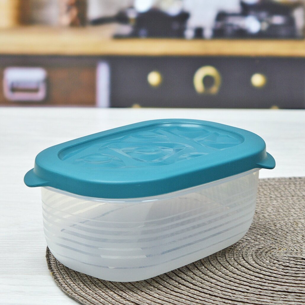 Контейнер прямоугольный 0 65л  Flexo   зеленый  для СВЧ и заморозки