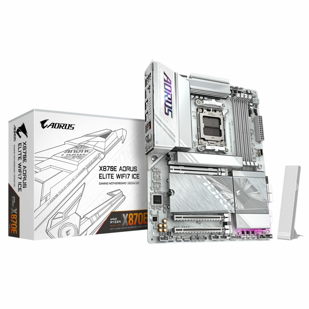 Материнская плата Gigabyte X870E AORUS ELITE WIFI7 ICE, AM5, AMD X870E, ATX, RTL (X870E AORUS ELITE WIFI7 ICE)