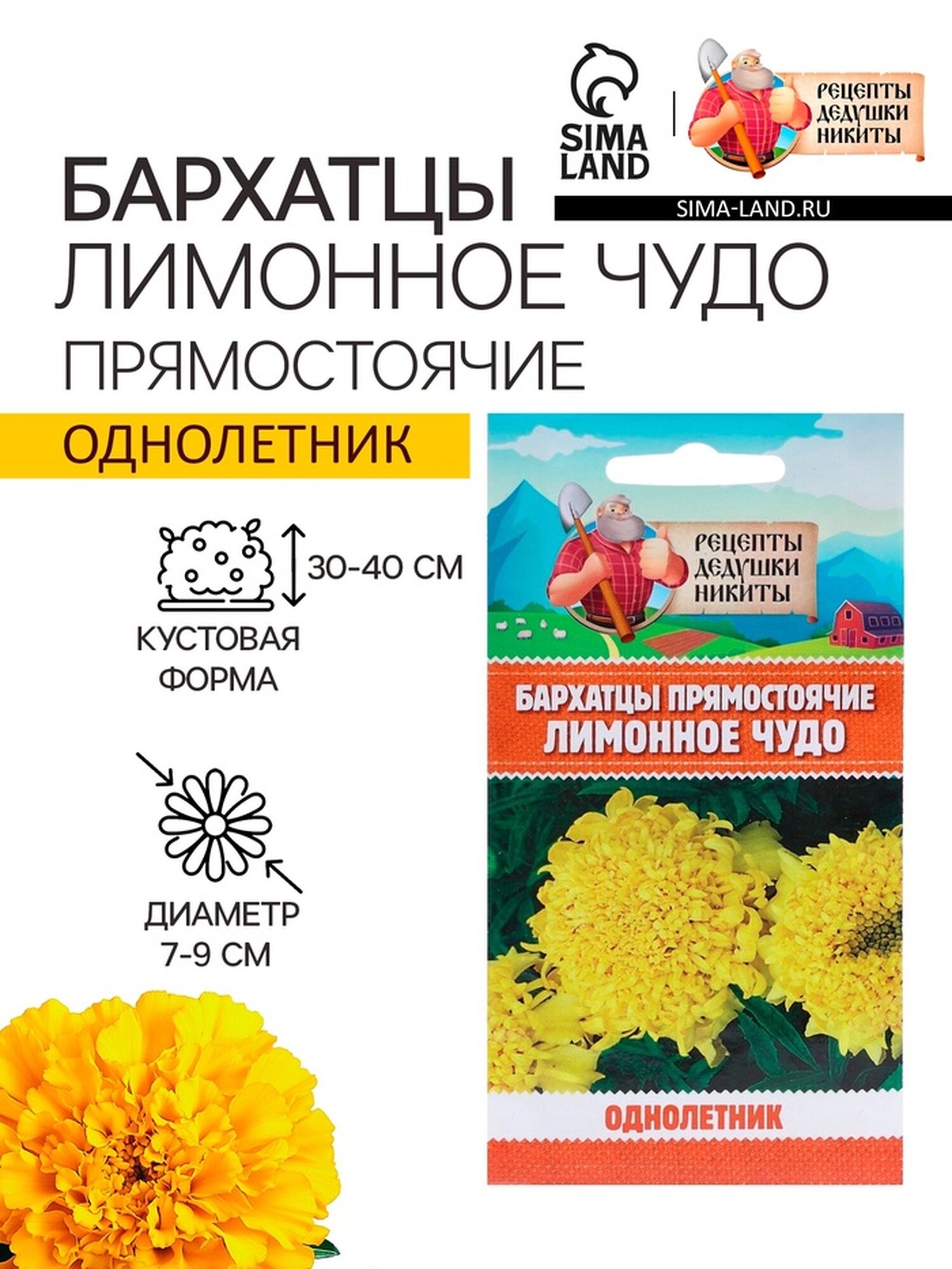 Семена цветов Бархатцы прямостоячие 