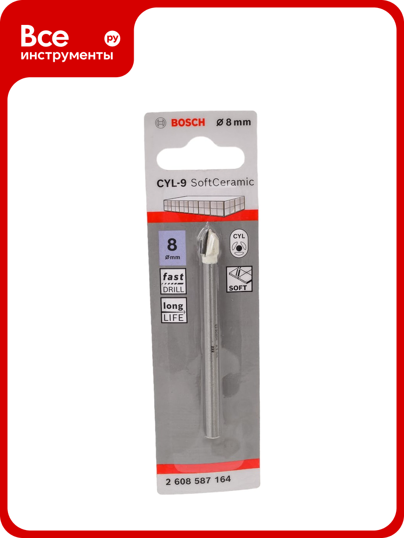 Сверло для стекла кафеля (8x80 мм; ц/хв; острие конус) Bosch 2608587164