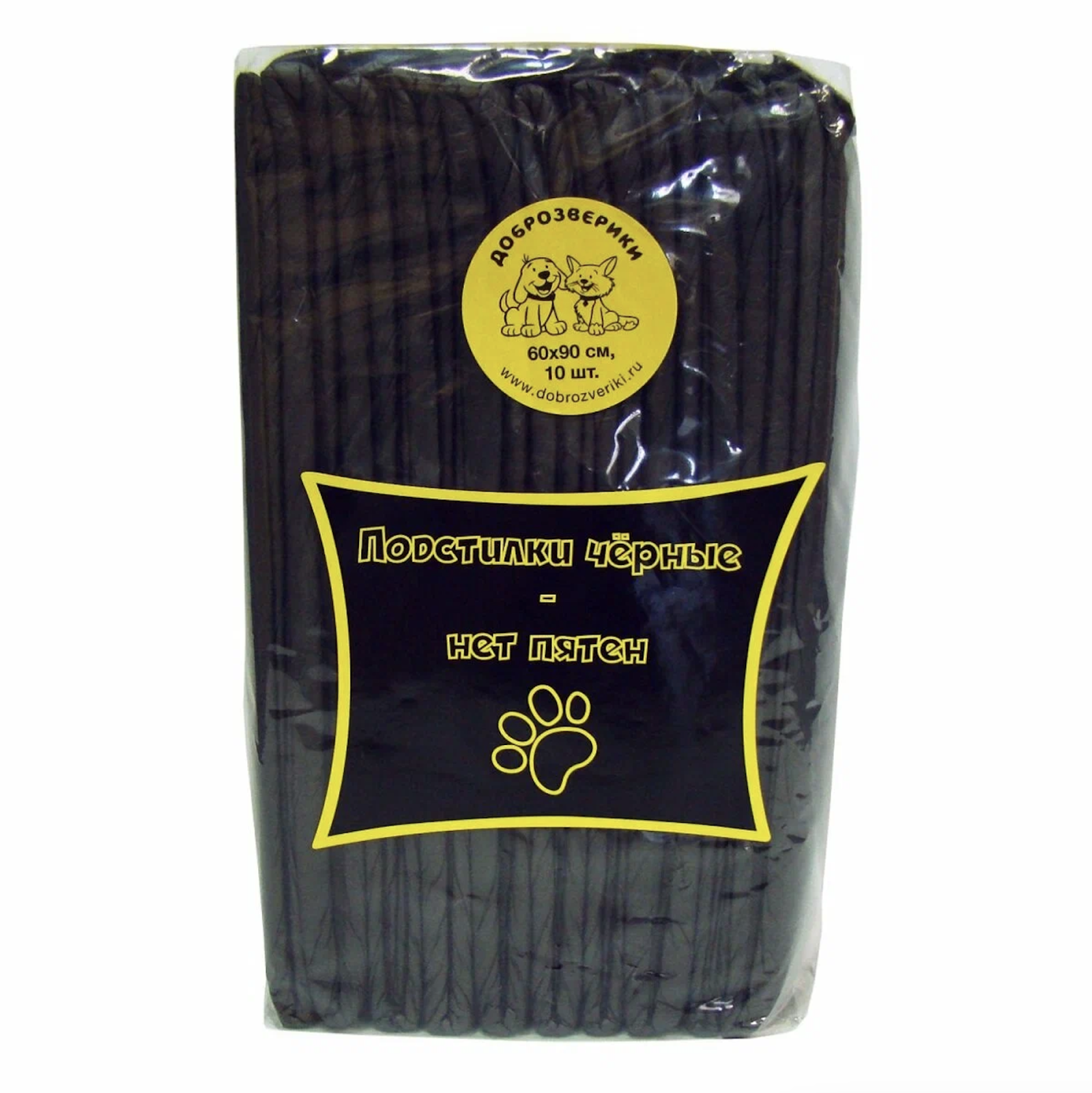 Подстилки впитывающие для животных с суперабсорбентом Доброзверики размер - 60 х 90 см 10 шт./уп цвет-черный 567914