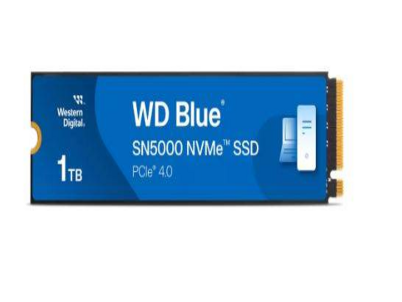 Твердотельные накопители твердотельные накопители/ WD SSD Blue SN5000, 1000GB, M.2(22x80mm), NVMe, PCIe 4.0 x4, TLC, R/W 5150/4900MB/s, TBW 600, DWPD 0.3 (12 мес.)