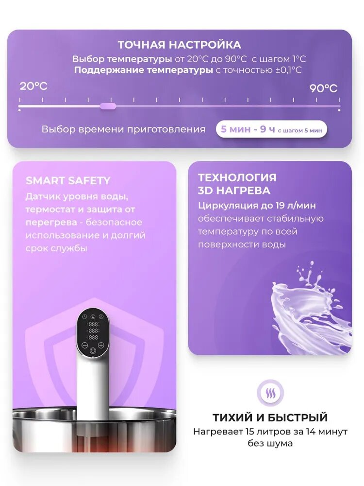 Су-вид STOEWER Штоер Chef SV118 белый, циркуляция воды 360°, мощность 1200 Вт — фото 1