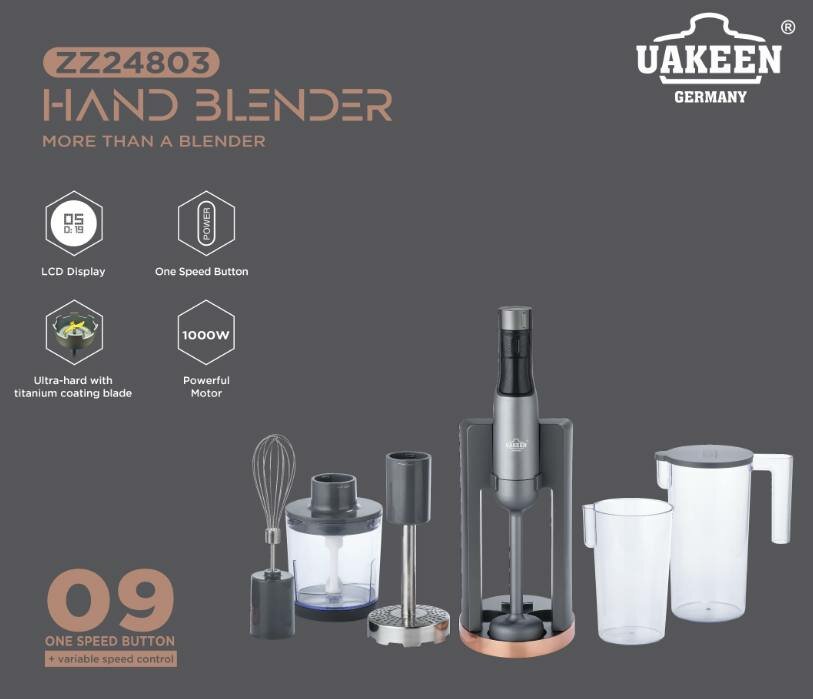 Погружной блендер "UAKEEN" ZZ24803, мощность 1000 Вт, металлический корпус 6/1