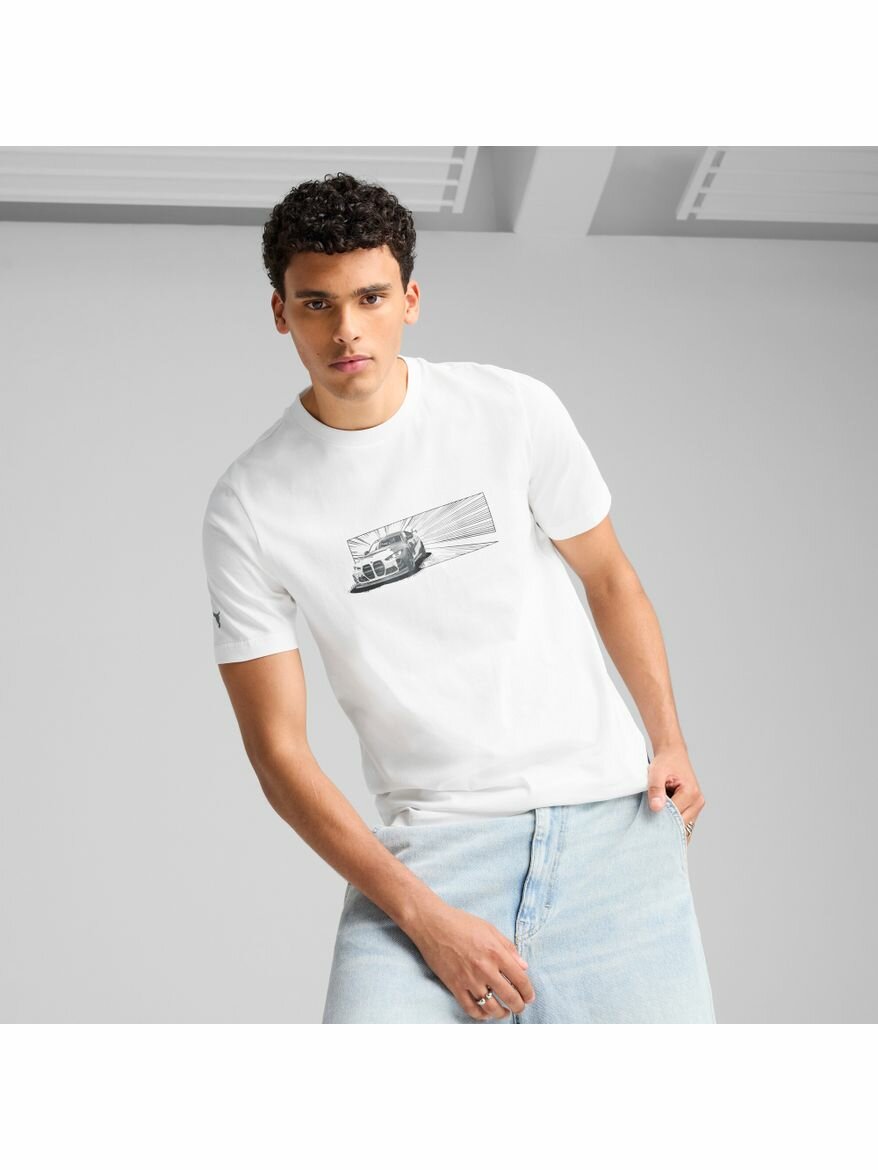 Футболка PUMA BMW MMS CAR GRAPHIC TEE, размер L, белый,