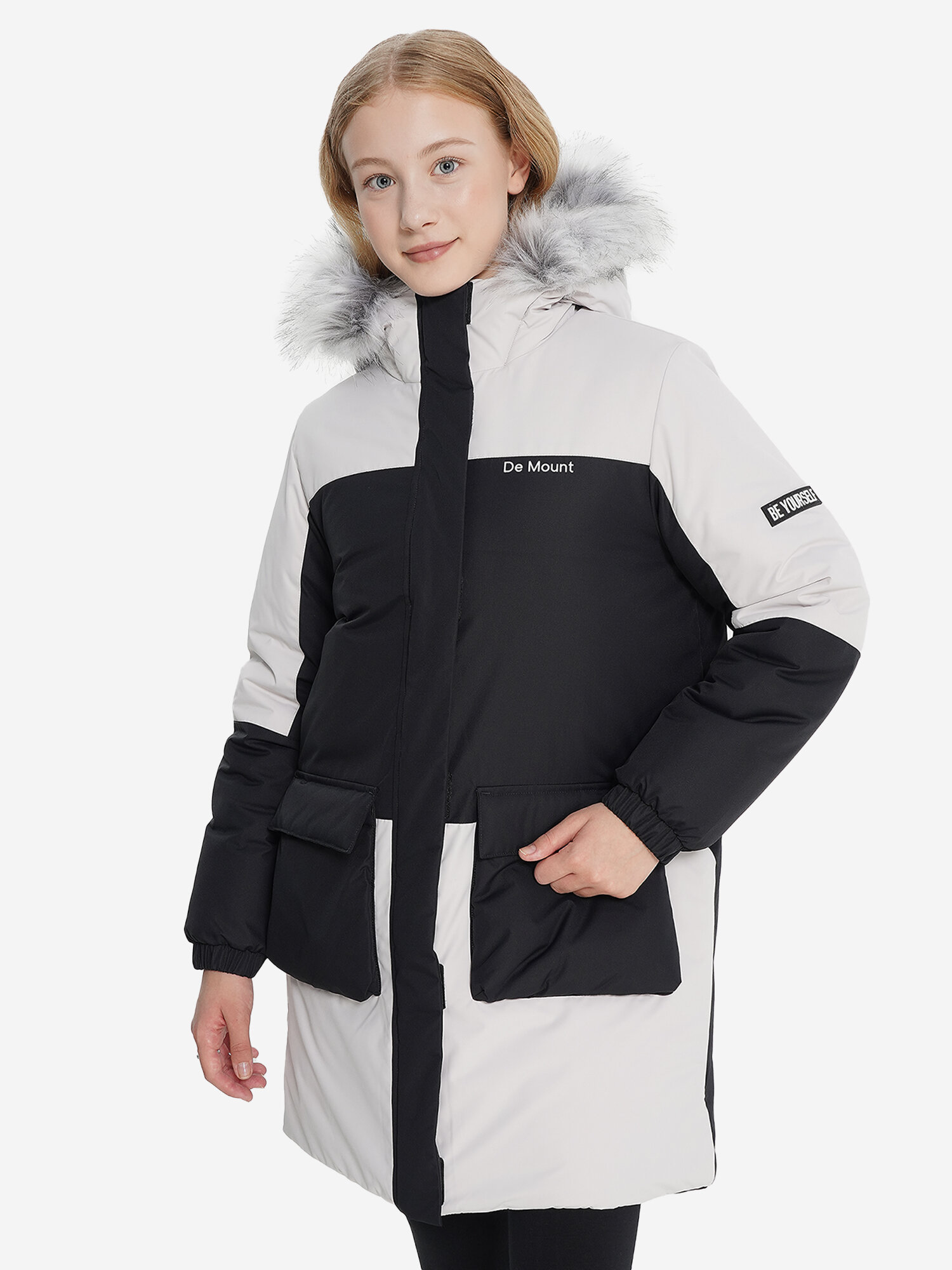 Куртка De Mount Travel Girls' Padded Jacket размер 158-164 серый/черный