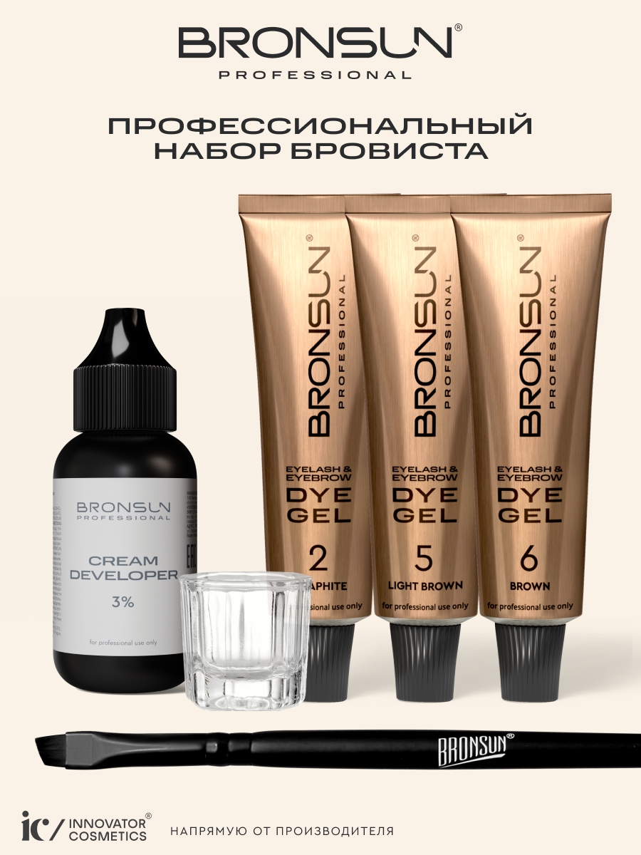 Набор краска для бровей и ресниц Подарок кисть и оксидант