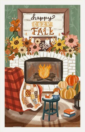 Изображение товара Пазл для взрослых Pintoo 1000 деталей, элементов: Оливия Гиббс. Уютный осенний камин