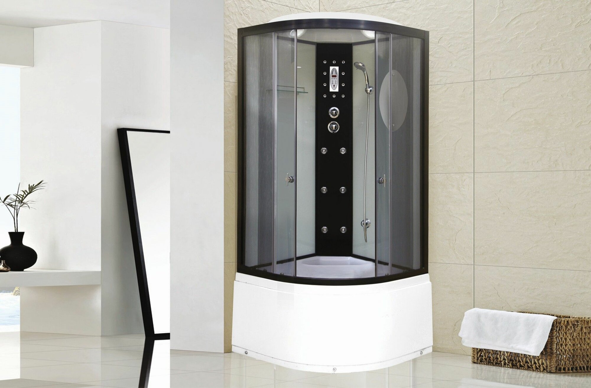 Душевая кабина Niagara Ultra NG-1908-01 (90х90х220) высокий поддон(48см) черный стекло тонированное4 места