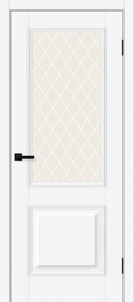 Межкомнатная Дверь ПЭТ Bravo Классик-13 White Silk / White Сrystal 900х2000мм (полотно 1шт) / Браво