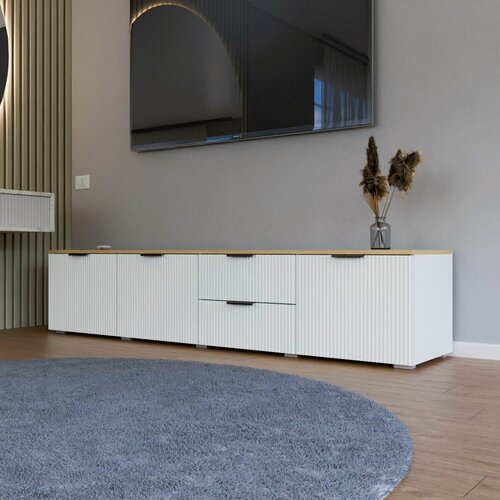 Изображение товара Тумба под телевизор Салерно 5 напольная белая 197 х 43 х 42 см