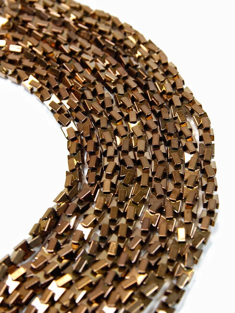 Гематин бабочки - бронза - 3.5 мм, нить 20 см (около 85 шт) — фото 1