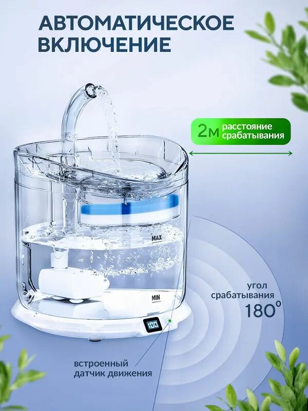 Изображение Фонтанчик для кошек питьевой беспроводной Xiaomi, автоматическая поилка, фонтан для кошек, поильник для кота