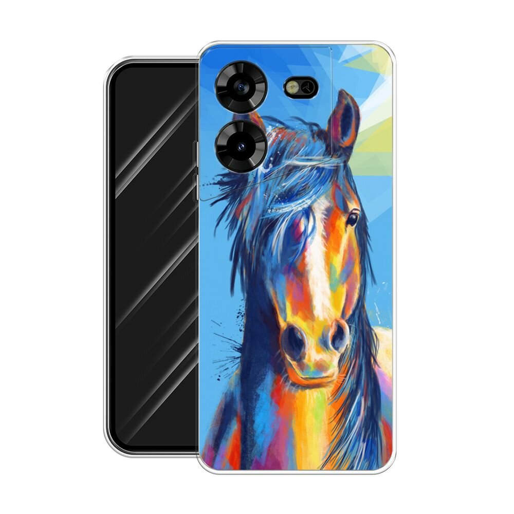 Чехол на Tecno Pova 5 / Техно Пова 5 с принтом "Лошадь арт 3" — фото 1