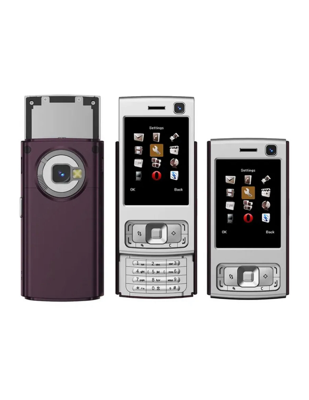 Мобильный кнопочный телефон Мини Nokia N95 Pro фиолетовый/серебристый цвет