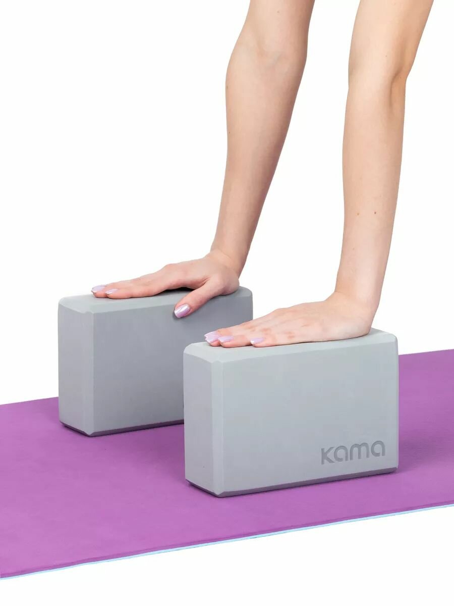 Блоки для йоги и фитнеса, Kama, 2 шт, серые — фото 1