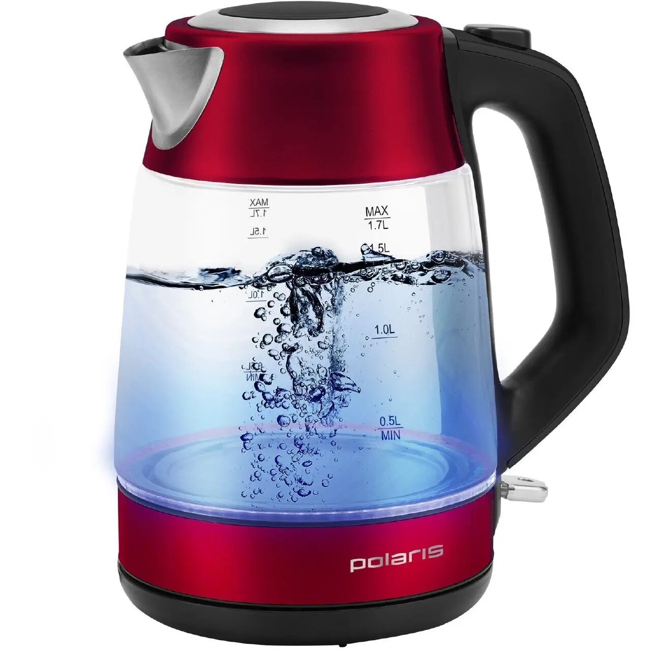 Электрочайник Polaris PWK 1760CGL, 1.7 л, стекло, Китай, 3 г, Механический