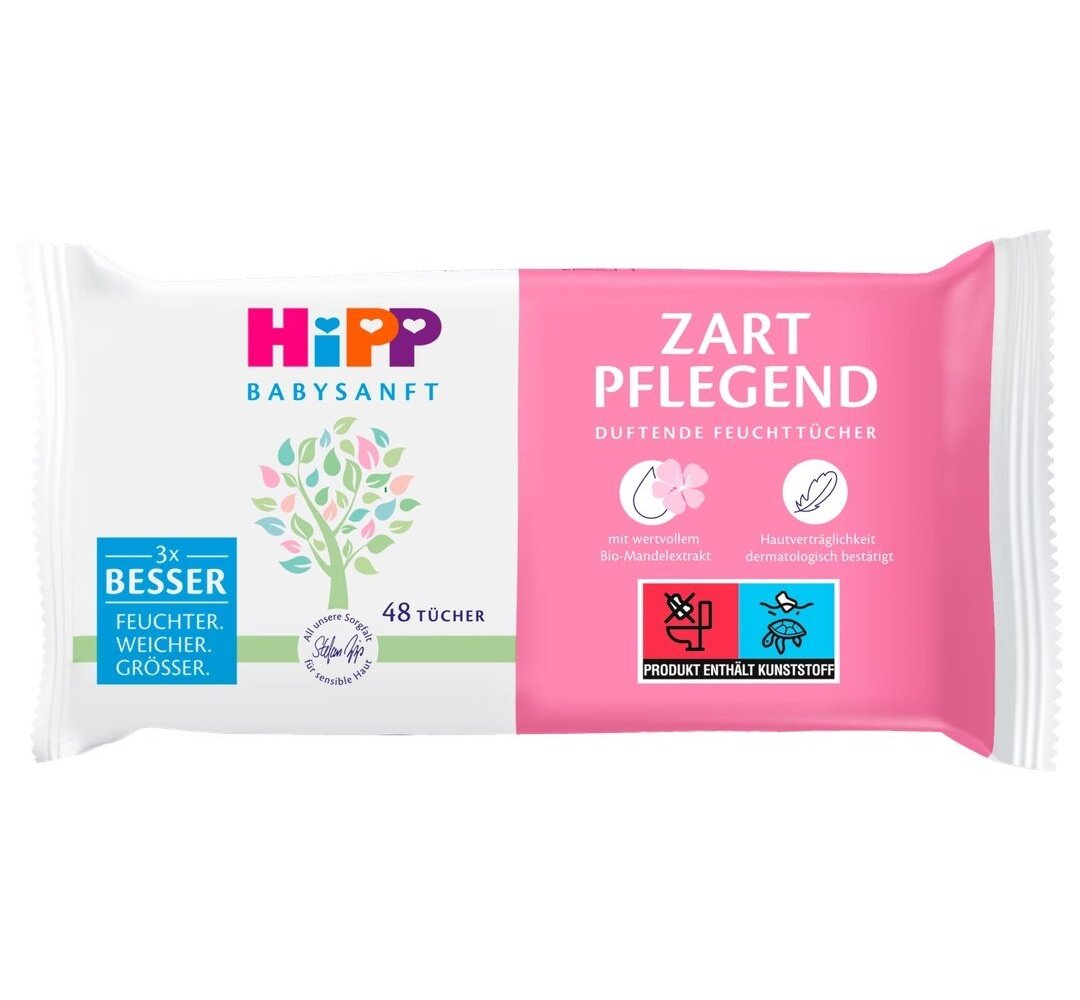 HiPP Влажные салфетки "Нежный уход", с органическим миндалем, 48 штук