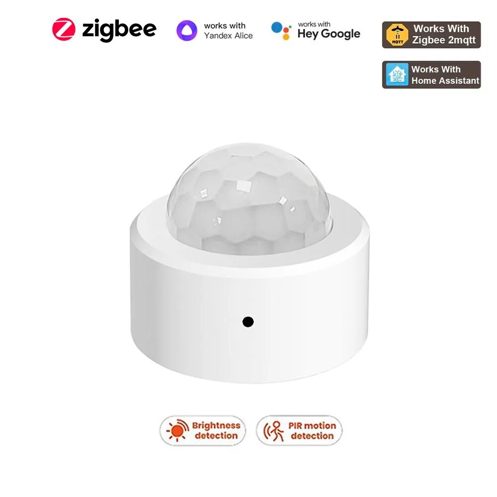 Умный датчик движения и освещенности Zigbee с Алисой и Google Assistant