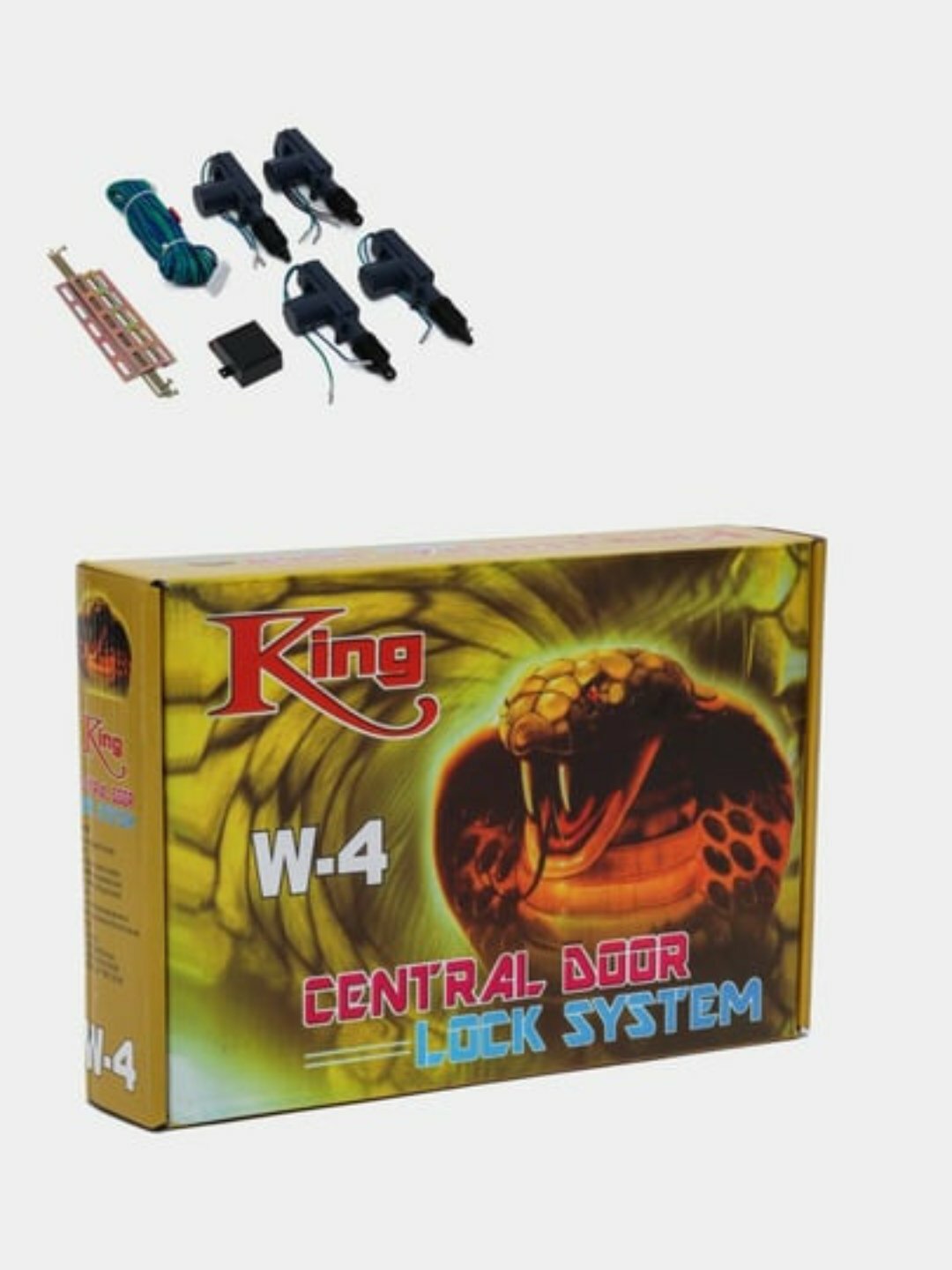 Центральный замок King W-4, для легковых автомобилей, чёрный, полный комплект