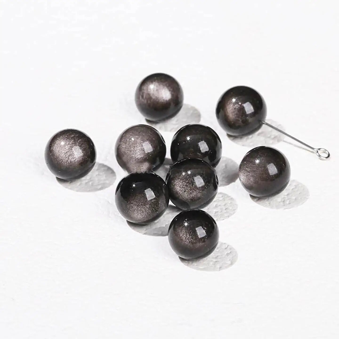 Бусины из агата IUXURYGEM-TOUCH 8/10/12 мм 25 шт Silvers Obsidian 10mm 25Pcs Beads