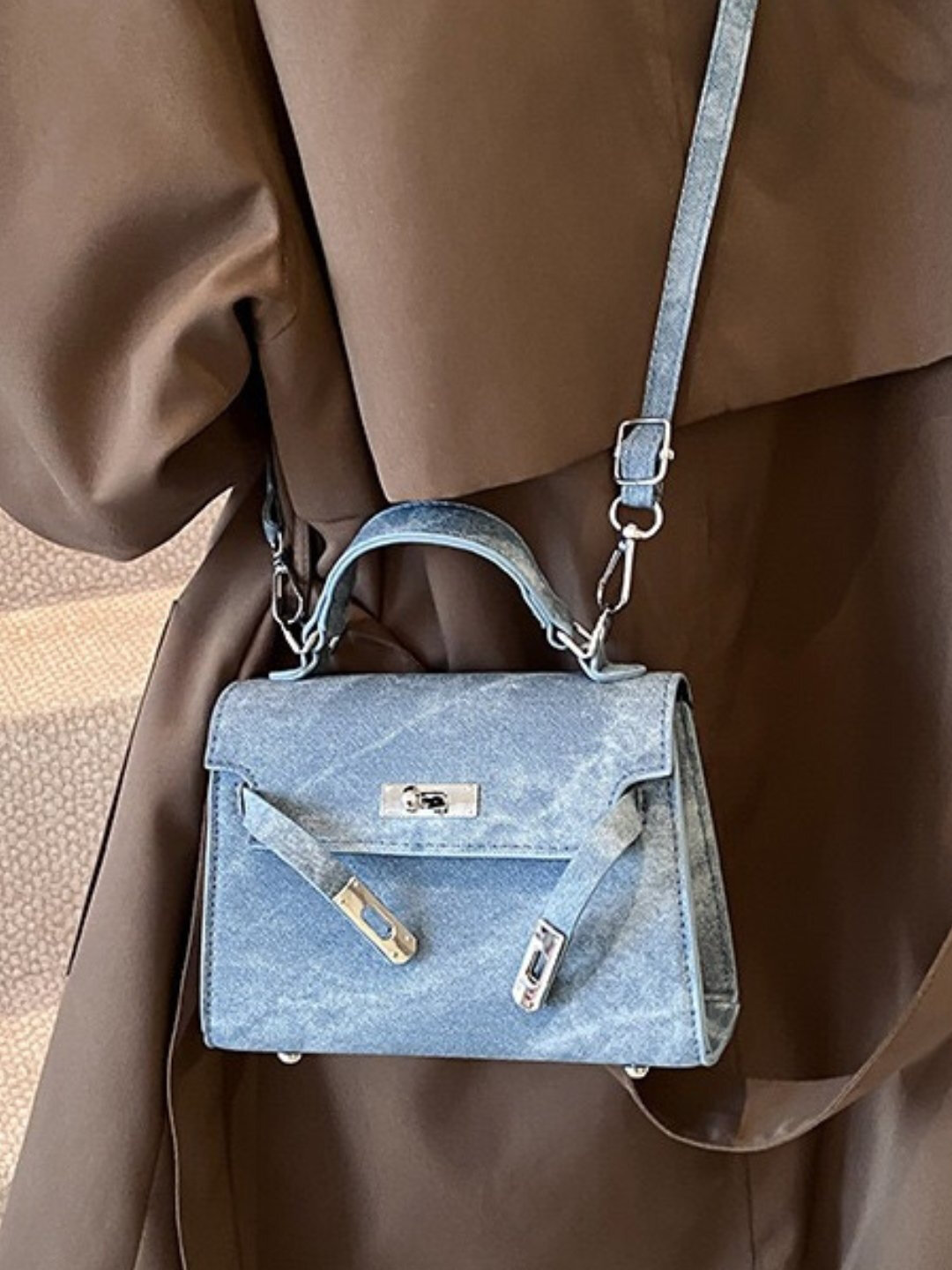 Сумка  Мини-сумка Hermes Kelly Style, синий меланж