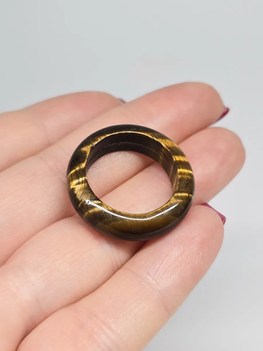 Кольцо, тигровый глаз, размер 18.5, коричневый — фото 1