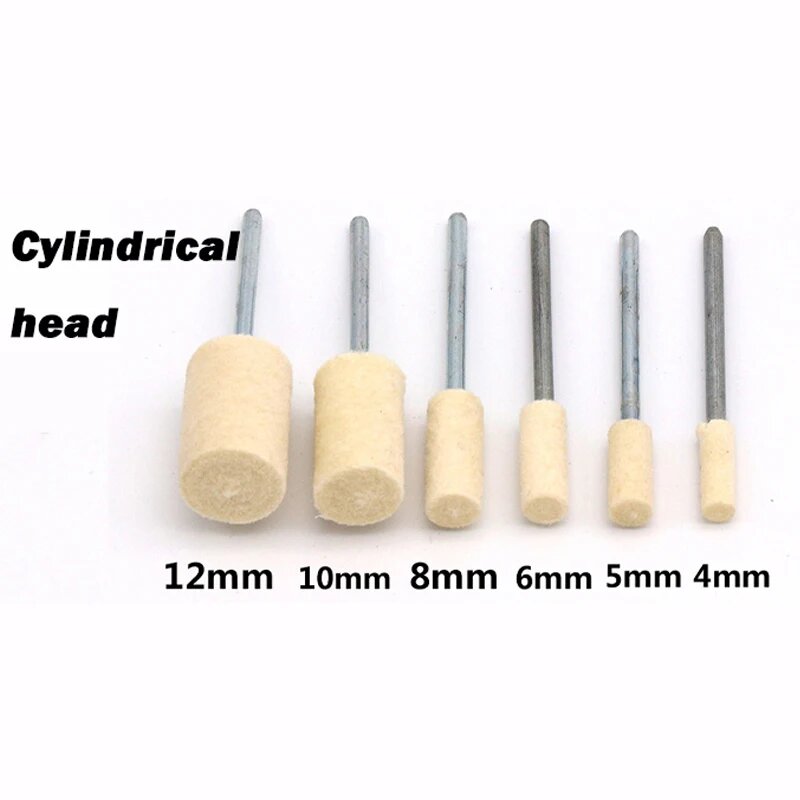 5 шт 235/3 мм шерстяной фетр полировальный круг 3/4/5/6/8/10/12 мм зернистость для шлифовальной машины вращающиеся инструменты Dremel Cylindrical head 2.35mm Shank 12mm 5Pcs