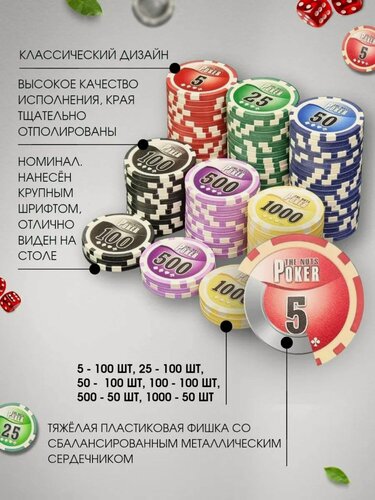 Изображение товара Набор для покера NUTS на 500 фишек, Partida / 11,5 г фишки с номиналом, 2 колоды карт