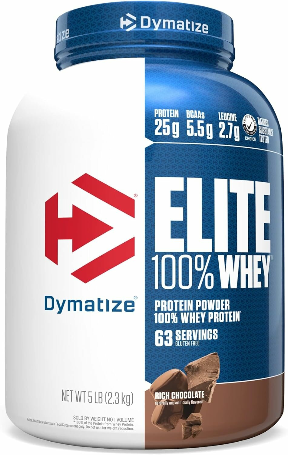 Dymatize, Elite 100% WHEY, сывороточный протеин в порошке, насыщенный шоколад, 2.3 кг, 63 порций