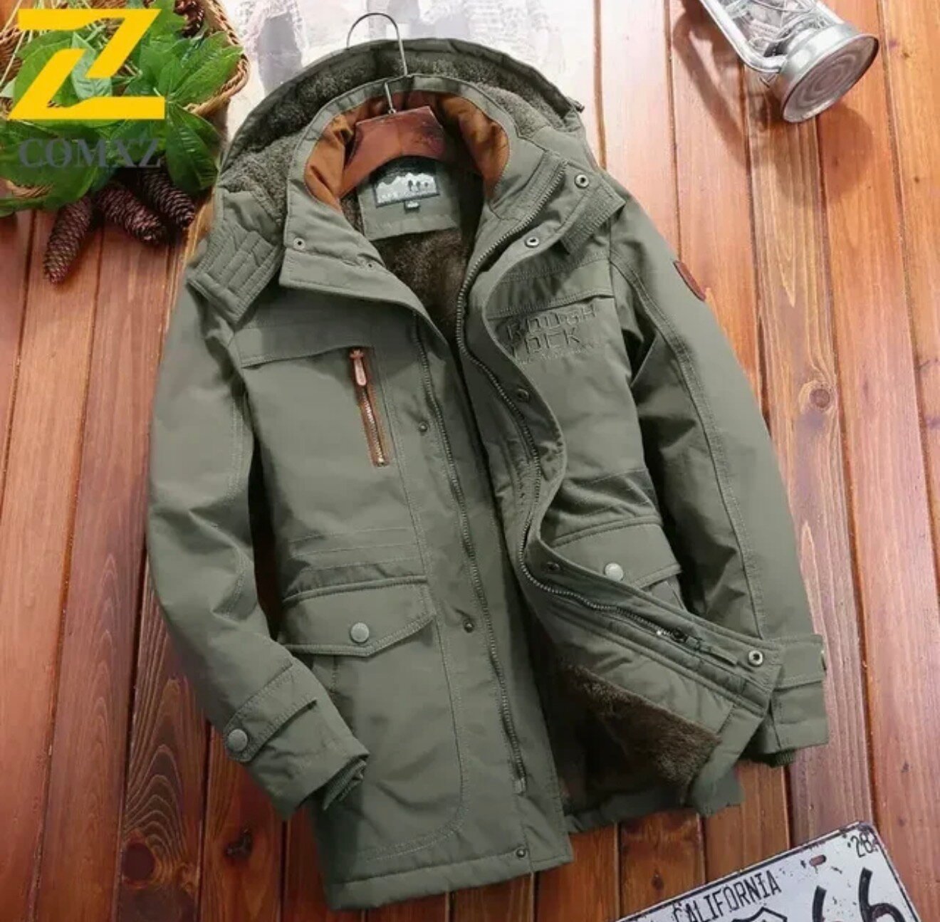 Мужская Стильная Куртка - Повседневная с Воротником-стойкой, на Молнии, с Длинными Рукавами и Карманами, L Темно серый