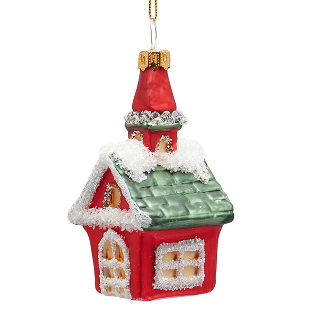 Стеклянная елочная игрушка Домик Chesterfield - London House 8 см EDG 6501040A140-1
