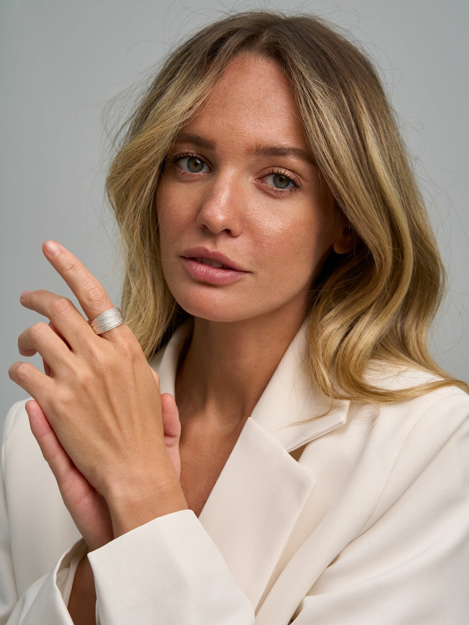 Кольцо, безразмерное, серебряный — фото 1