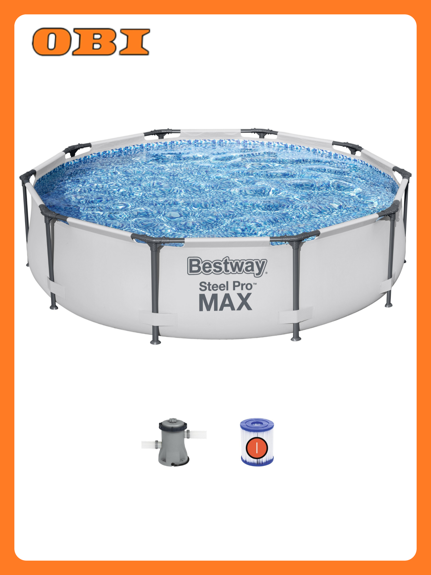 Бассейн Bestway Steel Pro Max круглый каркасный 305 x 76 см фильтр-насос водный насос картридж