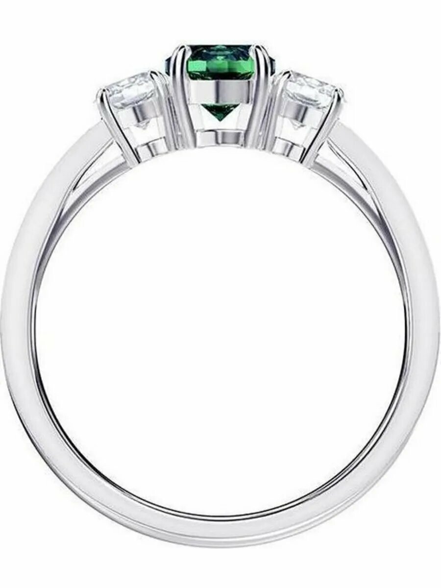 Кольцо помолвочное SWAROVSKI, кристаллы Swarovski, размер 17.5, зеленый, серебряный — фото 1
