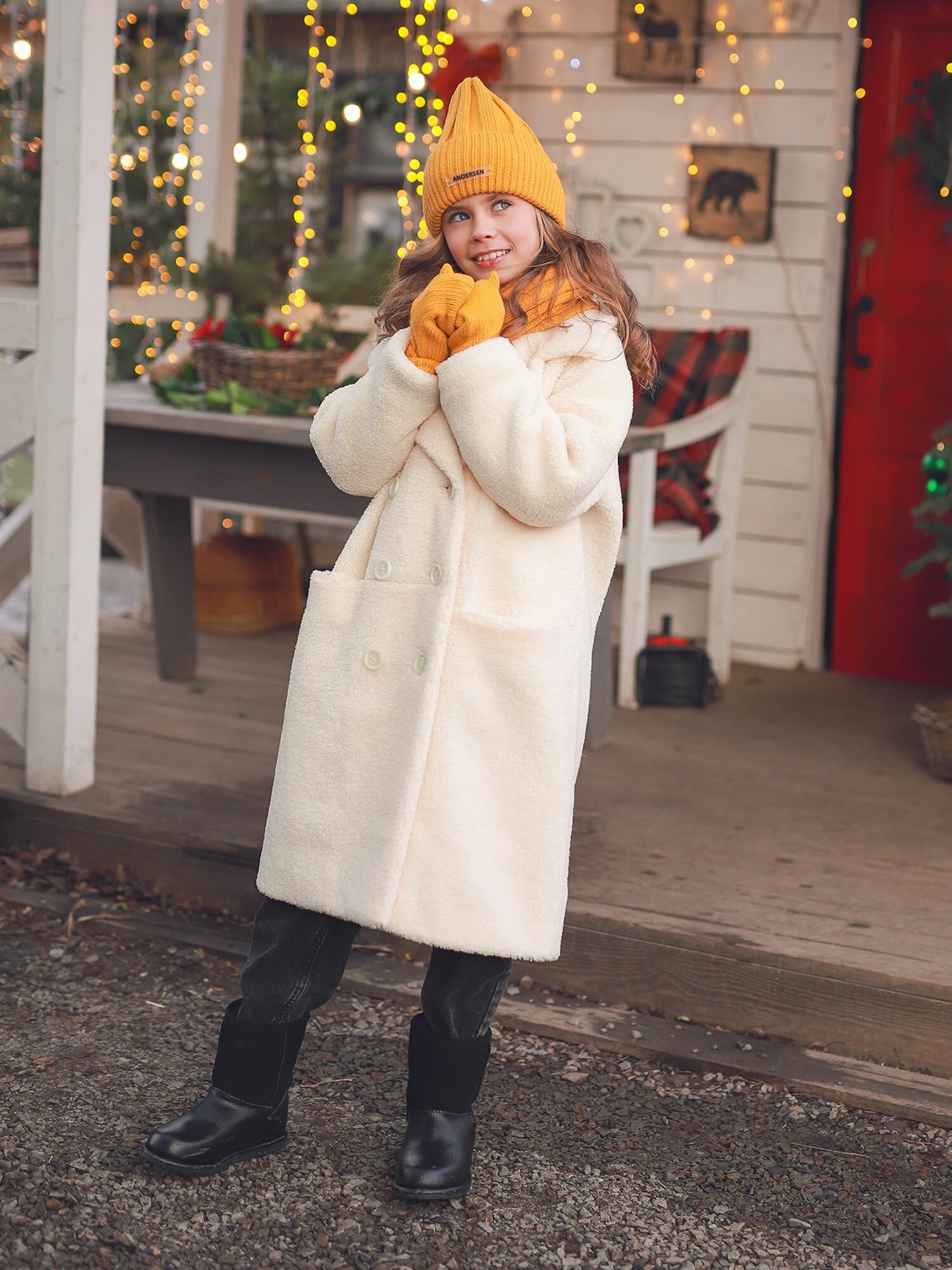 Варежки Андерсен для детей, размер 2-4, горчичный — фото 1