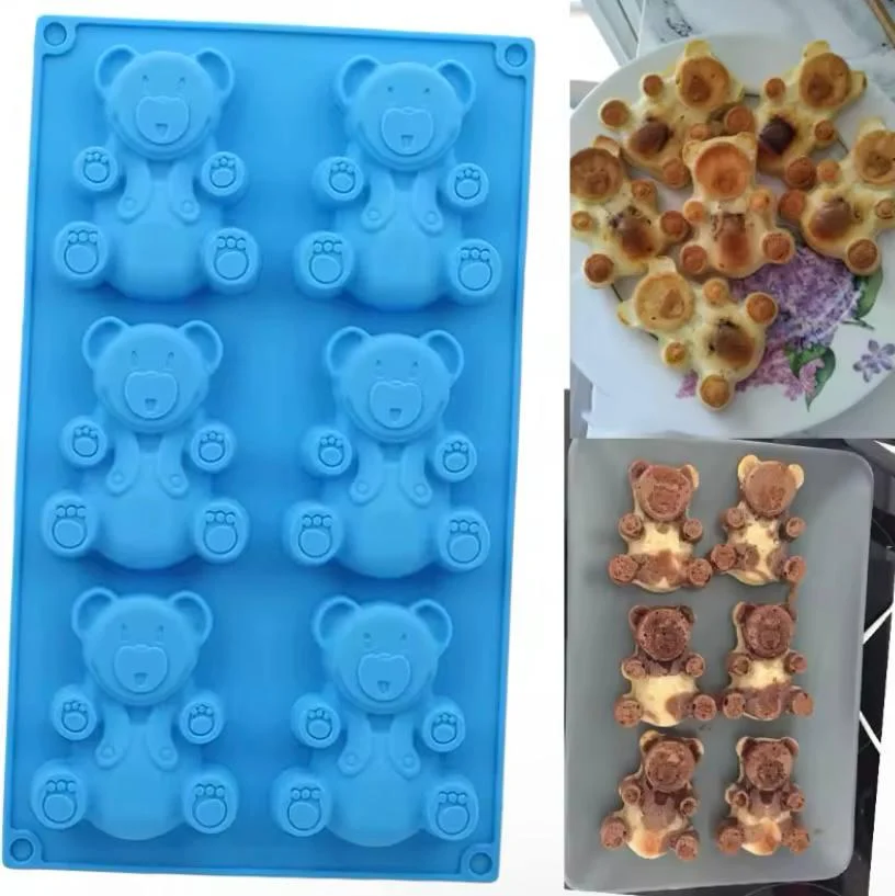 Форма для выпечки "Мишки Барни", силикон, для печенья и кексов, 6 ячеек