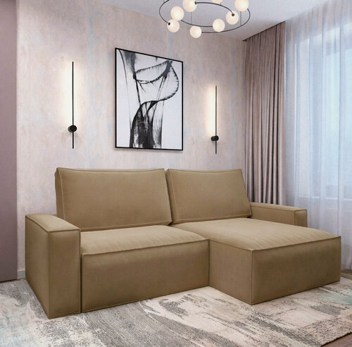 Изображение товара Диван КМК, угловой, раскладной, ортопедический, с ящиком, велюровая обивка