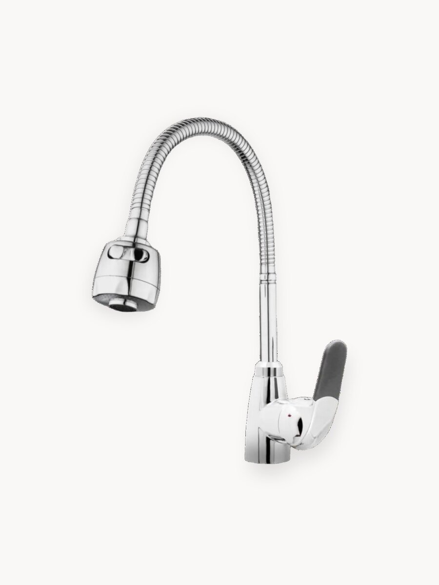 Смеситель для кухни Dionis DMG4-E-228D хром с гибким изливом и душем, хром/ черный