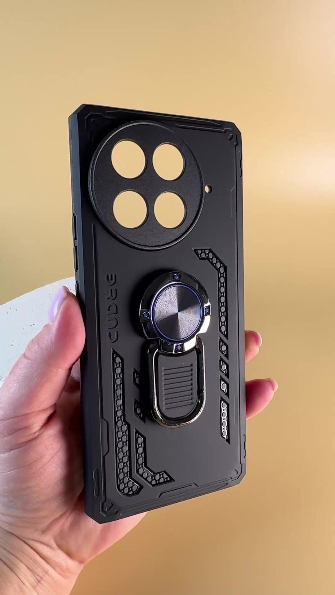 Чехол на Tecno Camon 30S/ 30S PRO / Чехол на Техно Камон 30С/30С Про противоударный, ударопрочный, усиленный с кольцом, черный — фото 1