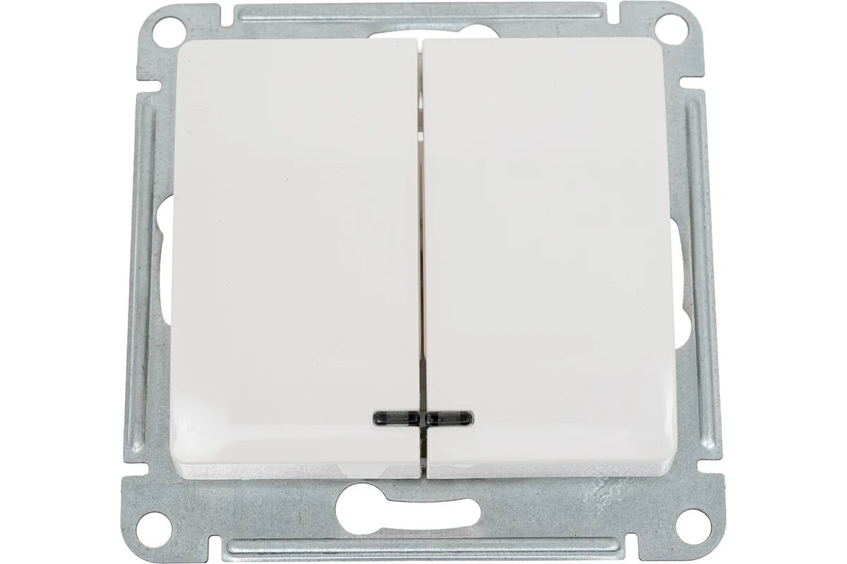 Выключатель двухклавишный с подсветкой Молочный Systeme Electric Glossa GSL000953