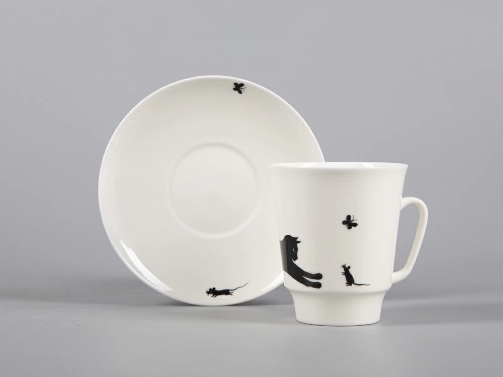 Кофейная пара "Кошки-мышки " форма Майская, 165 мл. , Императорский фарфоровый завод