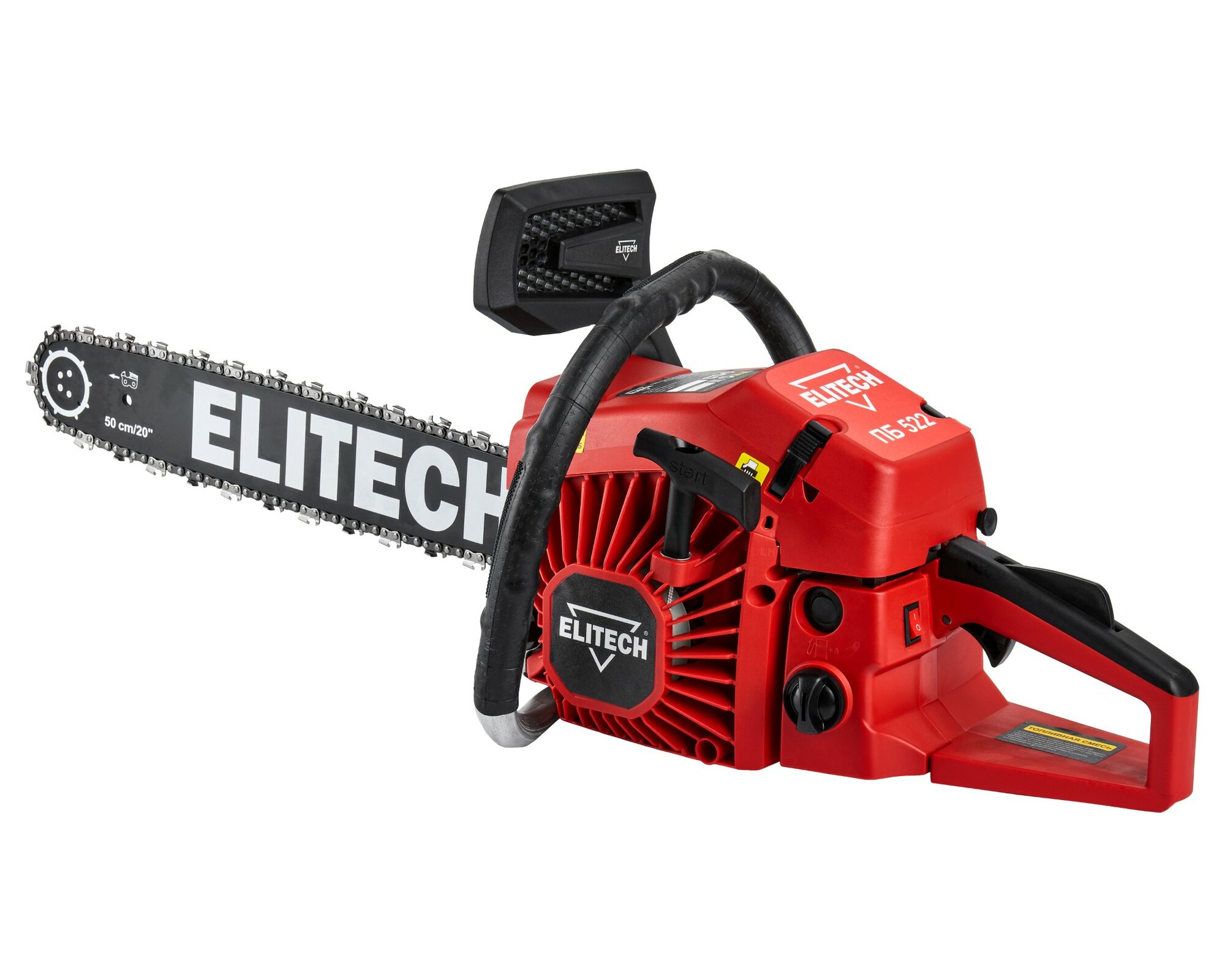 Бензопила Elitech ПБ522 антивибрационная 3 л. с 2200Вт длина шины 50см