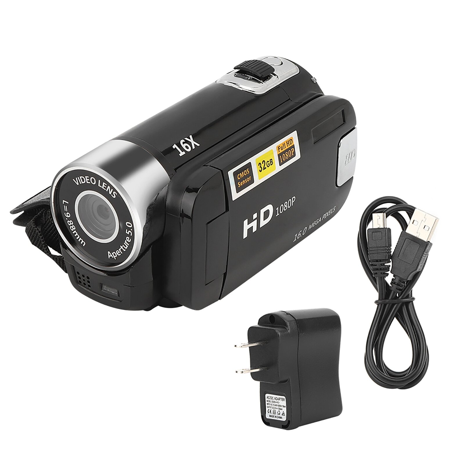 DH‑90 16-кратный цифровой зум 2,7-дюймовый цветной экран с камерой высокого разрешения Изображение Видеосъемка Видеокамера с вилкой стандарта США 110‑240 В